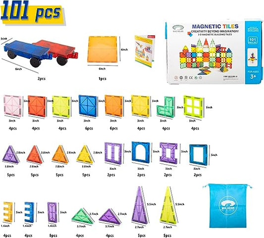 Big Bear Cave 101 Pcs 3D Magnetic Tiles for Kids